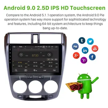 10,1 инча Android 9,0 Кола Стерео GPS навигация за 2008-2013 HONDA CITY с Bluetooth USB WIFI поддръжка SWC 1080P