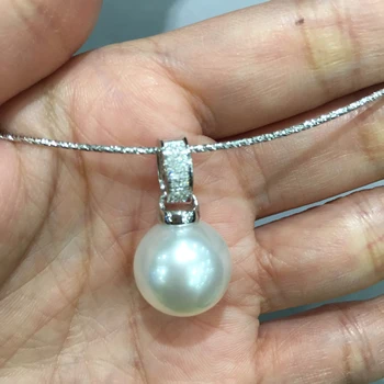 14 мм естествени перли от южното море висулка 18 k бяло злато с диамант идеален кръг безупречно високо качество изискан дамски бижута бял