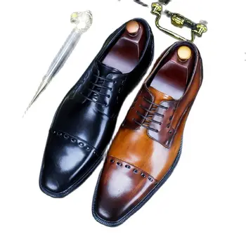 68129 Нова Мода Офис Ретро Британски Дерби Генитални Мъжки Бизнес Рокли Кожени Обувки