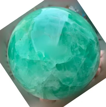 7.13 lb естествен зелен флюоритовый топка рейки квадратна остроконечная чакра кристални исцеляющий топка. Издълбани коледен подарък