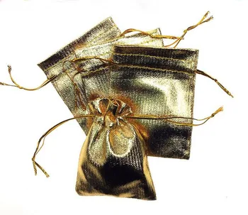 9*12cm 1000pcs Собственоръчно Gold Drawstring Слага в торбички за торбички за сватба/парти/Коледа/за подарък/бижута обгръщащ