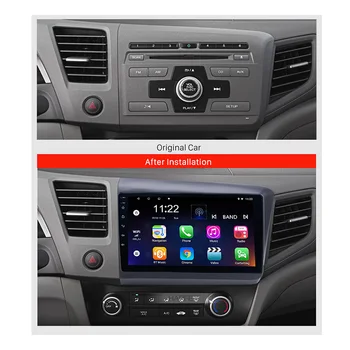 9 инча главното устройство плейър за Honda civic 2012 с Android 8,1 автомобилен GPS радио, wifi 4g волан за управление на камера за задно виждане вход