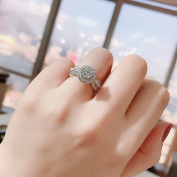 Aazuo 18K Orignal White Gold Real Diamonds 1.50 ct Classic Full пробийте Diamonds Ring for Woman Fashion Gift For Woman Birthday