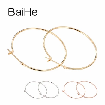 BAIHE Solid 14К White/Yellow/Rose Gold Real Gold Earrings Women Fine Jewelry Engagement Anniversary Ear Clip Earrings Момиче Gift