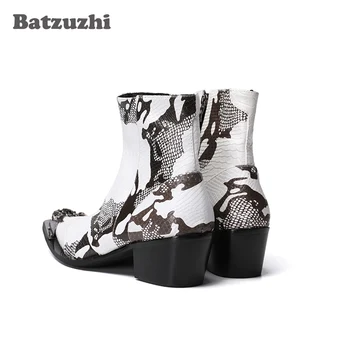 Batzuzhi 6,5 см На Висок Ток Botas Hombre Мъжки Обувки С Железни Пръсти, Черни и Бели Мъжки Обувки От естествена Кожа, Мъжки Ботильоны Вечерни и Сватбени Botas