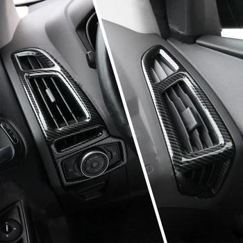 Car Carbon Fiber Style Dashboard Air Vent Outlet Cover Trim Fit For Ford Focus 2012 2013 2016 2017 Accessories
