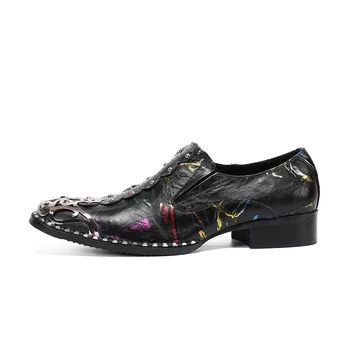 Christia Bella / Британската Цветни Мъжки обувки От естествена Кожа с Нитове, Мъжки Вечерни модела обувки, Големи размери, Бизнес Официалната кожени обувки