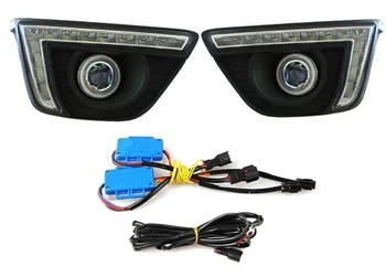COB Angel Eye (6 цвята по избор)+ Led дневни ходова светлина + халогенна Противотуманная на прожекторите с обектив проектор за Honda fit-15