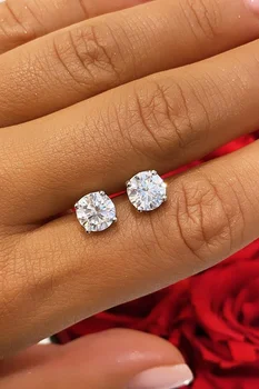 Crystal Diamond Цирконий свети в Кутия лабораторни диамантени пръстени обеци