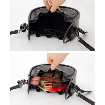 EUMOAN Ръчно кожена малка кръгла чанта, дамски наклонена чанта през рамо, проста стотици комплекти мека кожа голям капацитет чанта през рамо
