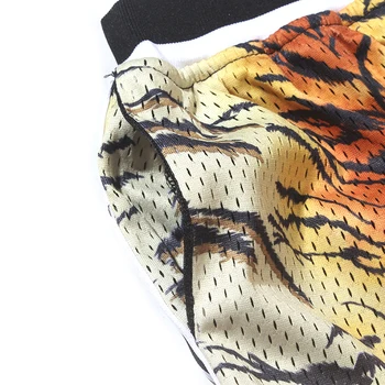 Harajuku Leopard-Print Streetwear Drawstring Summer Shorts for Men Wide Leg Straight Губим Casual Five Point Pants