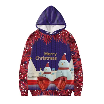 Harajuku Градинска Hoody Merry Christmas Snowman Pattern Printed Hoodies Women Long Sleeve Hoodie Clothes Tracksuit Casual
