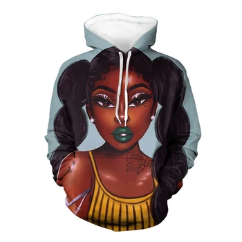 HYCOOL Потребителски Африканските Черни Момичета с Магически Дизайн на Големи Качулки Пуловер С Дълъг Ръкав Блузи Жени Естетически Реколта Hoody 2021