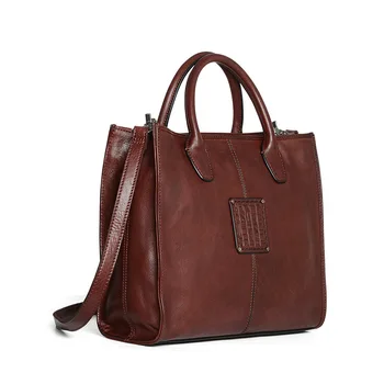 Johnature Vintage Tote Bag 2021 New Genuine Leather Luxury Handbag Nature Soft Cowhide Universal Large Capacity Рамото Чанта