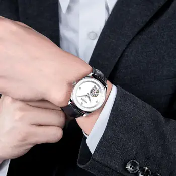 MEGIR Мъжки Механичен Часовник с Механизъм Miyota От Естествена Кожа, Автоматични Ръчни Часовници за Мъже Часовници relogio masculino