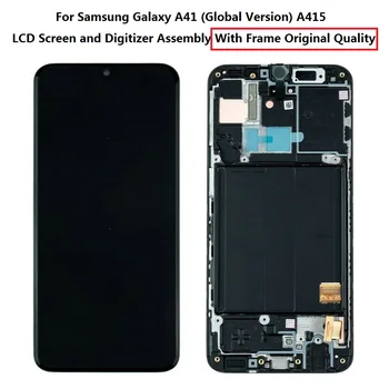 OEM оригинална За Samsung Galaxy Galaxy A41 (глобална версия) A415 LCD екран и Дигитайзер Сензорен Екран възли + рамка