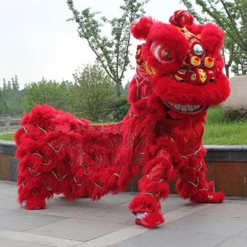 Ohlees Lion Dance Costume Northern Style FRP Mascot Head Long Fur Event Ceremony Celebration Party Outfit Fancy Dress