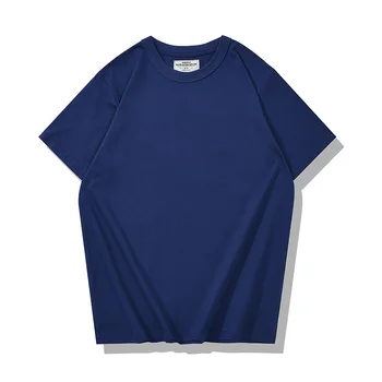 OK1121 200g Мъжка Тениска Високо Качество Модерен Шик Обикновен Пуловер Плътен Цвят Без Основния О-Образно Деколте и Къс Ръкав Топ Тениски Plus Размер