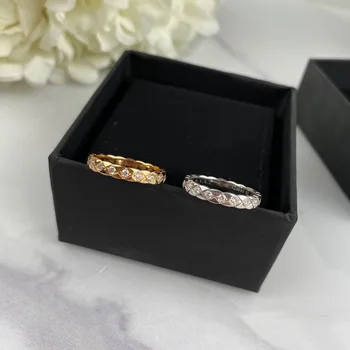 S925 стерлинги сребърни бижута дамски парти пръстен от сребро рок, хип хоп диамантен пръстен годеж геометрия пръстен луксозна марка