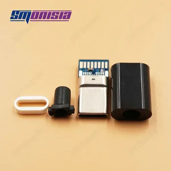 Smonisia 50pcs САМ Type C USB Male jack Plug Connector with ПХБ Board Plugs 4 in 1 Data Line Terminals for Phone