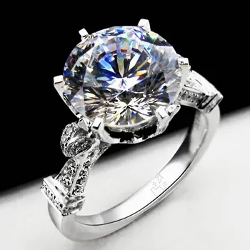 Solid 14K Бяло Злато AU585 3CT Brilliant Moissanite Women Engagement Ring Great Quality Lasting Forever