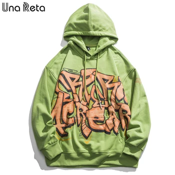 Una Reta Hoodie Men Pullover Men Harajuku Graffiti Print Върховете Oversize Hoodie Plus Size Sweatshirt Man Streetwear