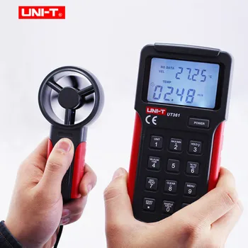 UNIT UT361 Anemometer Data hold Wind Speed Meter Digital Tachometer LCD Backlight Air Flow Meter Temp measure with Data storage