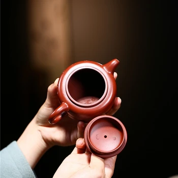 Yixing лилаво глинен чайник, ръчна изработка сурова руда Dahongpao гравиране на Адмиралтейството чайник 220cc Кунг-фу чай комплект чайник