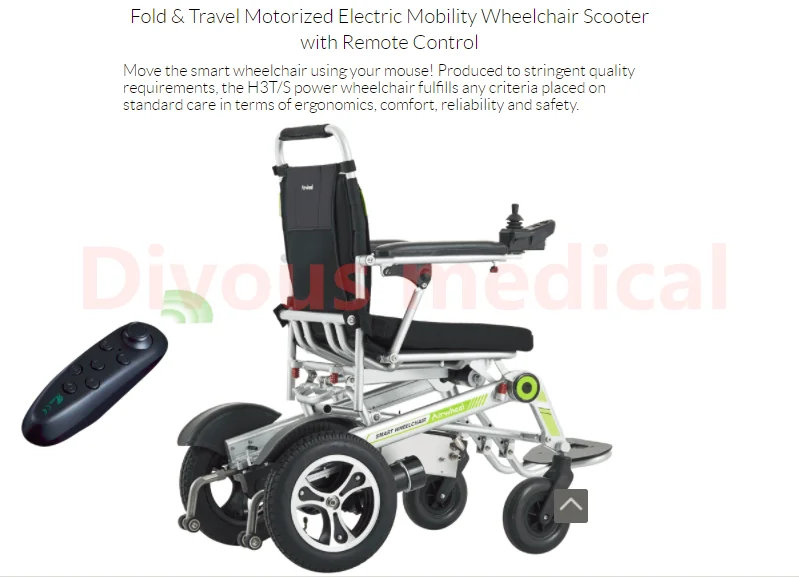 Безплатна доставка 400 W Мотор и Дистанционно Управление с Увреждания Сгъваема Инвалидна Електрическа Инвалидна Количка