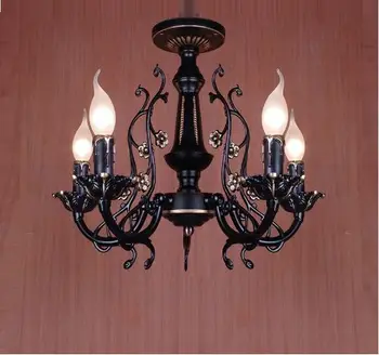 Американски модерен минималистичен творчески ковано желязо спалня хол полилей полилей свещ светлина къщи led светлини