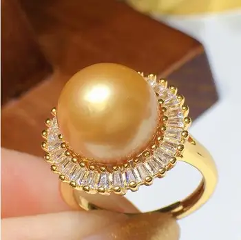 безплатна доставка голям сладководни перли пръстен Циркон кристал скъпоценен Камък Бижута
