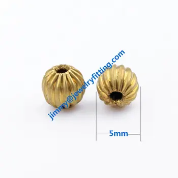 бижута на едро 6 мм гофрирани перли с кръгла форма, непреработен мед, мъниста САМ мъниста