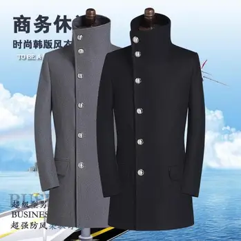 Високо качество, дълги ръкави ежедневното вълна палто за мъже палта за мъже на s кашемировое палто бизнес и ежедневни връхни дрехи Англия черен сив 3XL