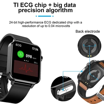 ЕКГ Умни Часовници За Мъже За Жени Цифров Часовник 1.7 Инча кръвно Налягане на Кислород, Температурата на Тялото E86 Smartwatch за Ios и Android