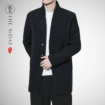 есенно - зимния вълна палто мъжки вълнена ветровка ежедневното палто на мъжката модна марка оттичане яка среден и дълъг костюм
