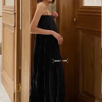 Женствена рокля 2021 Пролетта и лятото Нов Стил на Коприната Плиссированная Пола Трапецовидна форма със Средна дължина или Рокля в подтяжках