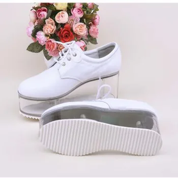 Индивидуални Прозрачни Обувки На платформа Кухи Прозрачен Ток Кръст Черно Бяла Естествена Кожа Ежедневни Обувки Жена Tf3-25