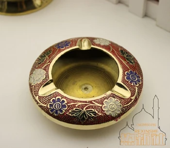 Индия е внесъл бронзов ръчно рисувани цветя в пепелника на Мебели за дома основни художествени декорации творчески подаръци
