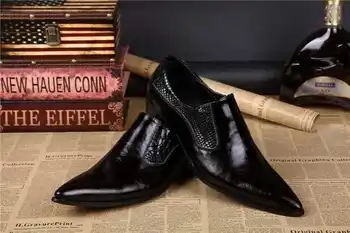 италианската мъжки обувки марка стомана чорап остроносые обувки мъжки официалната обувки естествена кожа Офис лоферы sapato social masculino