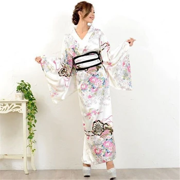 Кимоно Cosplay Жилетка за Модерните Жени Японската Мода Вечерна Рокля Костюми, Всекидневни Цветен Принт Дълга рокля Реколта Юката