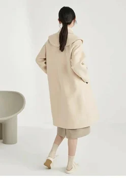Корейското двустранно кашемировое палто дамско от 2021 ново есенно-зимния със средна дължина, висок клас малка вълна палто