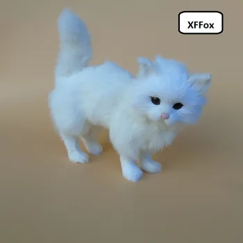 красива е истинският живот стоящи модел котки пластмаса и кожа бяла котка кукла подарък от около 23x9x20cm xf2314