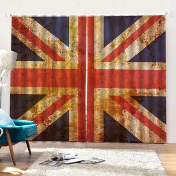 Луксозни Плътни 3D алуминиева Дограма, Щори За Хола Спални флаг на Великобритания пердета за спалня Плътни завеси