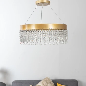 нов блясък дизайн златна кристален полилей Ac110v 220v cristal висящи лампи дневна спалня лампа