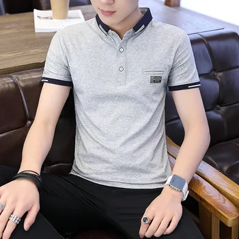 Нова лятна Мъжки Памучен Риза с къси ръкави, Модерен Случайни корейски Стил, Тънък Монофонични Дишаща Топ в Райета С Къси Ръкави