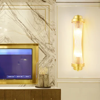 Постмодерното Светлина Луксозният Gold Crystal, С Монтиран На Стената Лампа Атмосферни Хол С Монтиран На Стената Лампа Модерна Проста Спалня Нощна Лампа