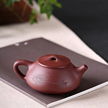 раздетая руда purpurea глина чист ръчно изработени камък тиква кофа пот автентичен издълбани бамбуков чай подарък за дома