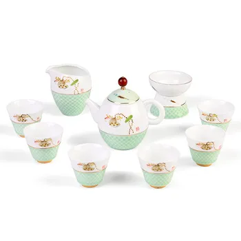 Ръчно рисувани лотос кунг-фу супени комплекти керамичен чайник чаша пълен набор от луксозни кутии Цзиндэчжэнь висок бял чай
