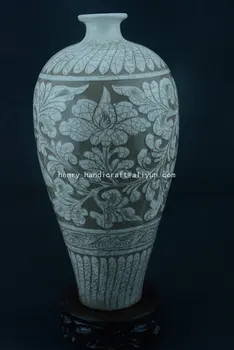 Рядък Стар китайски SongDynasty(961-1125)Порцеланова ваза,Печка CI ДЖОУ,божур, най-доброто Начало Декор, Безплатна доставка