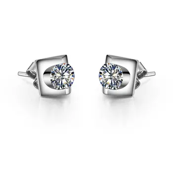 ТЕСТ POSITIVE Classic 0.3 Ct 4.5 mm each G-H Moissanite Diamond Stud Earrings Jewelry 925 Sterling Silver Обещание Earrings